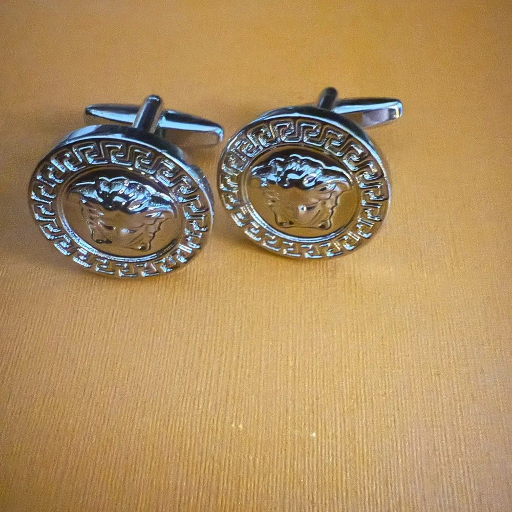 New Versace silver Medusa Round Cufflinks no box
